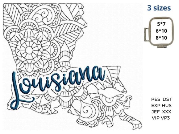 Embroidery Review: Louisiana State Map Design