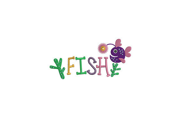 Fish Caption Embroidery for Boutique Apparel