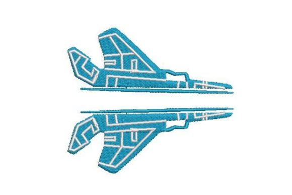 Split F-14 Airplane Embroidery Design