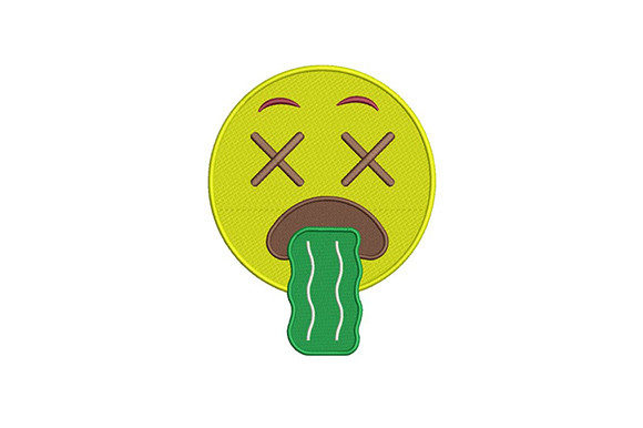 Testing the Yellow Vomiting Emoji Embroidery Design